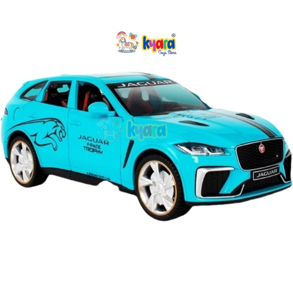 BIG SIZE JAGUAR F-PACE SVR SUV 1:24 DIECAST METAL PULLBACK TOY CAR WITH OPENABLE DOORS & LIGHT, MUSIC BOYS CAR FOR KIDS BEST TOYS GIFTS TOYS FOR KIDS [SIZE:- 20CM*9.5CM*7CM]【 MULTICOLOR 】