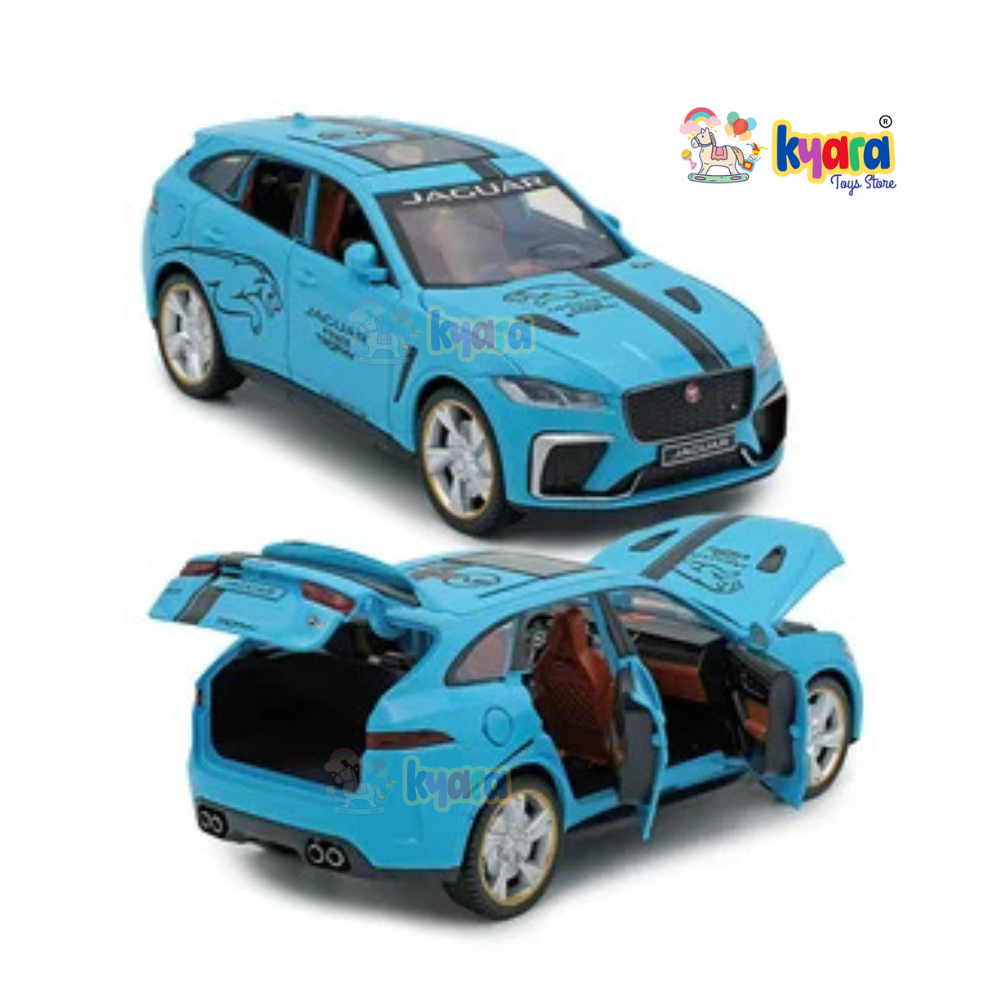 BIG SIZE JAGUAR F-PACE SVR SUV 1:24 DIECAST METAL PULLBACK TOY CAR WITH OPENABLE DOORS & LIGHT, MUSIC BOYS CAR FOR KIDS BEST TOYS GIFTS TOYS FOR KIDS [SIZE:- 20CM*9.5CM*7CM]【 MULTICOLOR 】