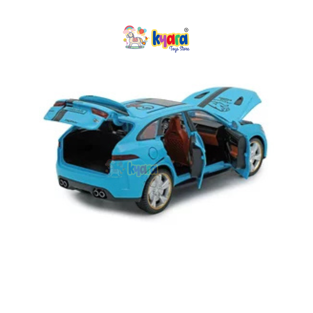 BIG SIZE JAGUAR F-PACE SVR SUV 1:24 DIECAST METAL PULLBACK TOY CAR WITH OPENABLE DOORS & LIGHT, MUSIC BOYS CAR FOR KIDS BEST TOYS GIFTS TOYS FOR KIDS [SIZE:- 20CM*9.5CM*7CM]【 MULTICOLOR 】