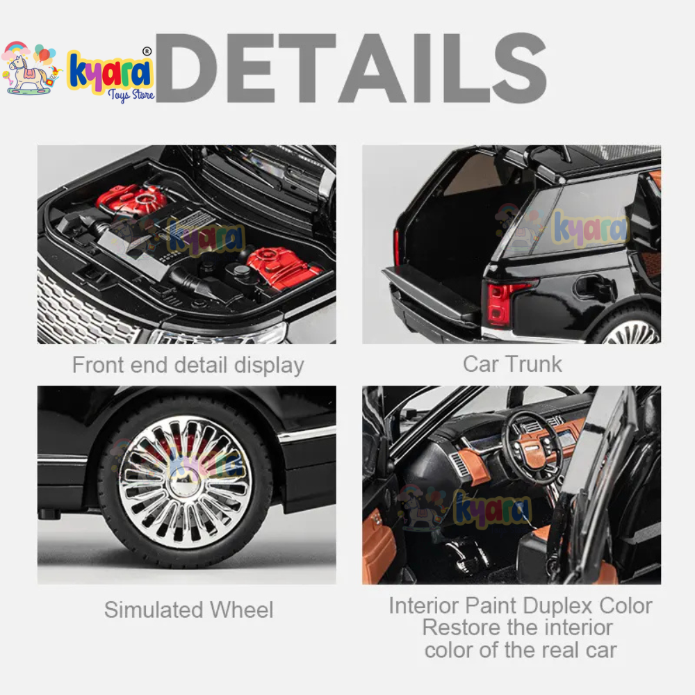 BIG SIZE RANGE ROVER 1:18 DIECAST METAL PULL BACK DIECAST CAR WITH OPENABLE DOOR AND SOUND LIGHT, GIFTS TOYS FOR KIDS【 MULTICOLOR 】[SIZE : 28.7CM*13CM*10.5CM]
