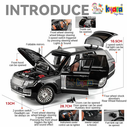 BIG SIZE RANGE ROVER 1:18 DIECAST METAL PULL BACK DIECAST CAR WITH OPENABLE DOOR AND SOUND LIGHT, GIFTS TOYS FOR KIDS【 MULTICOLOR 】[SIZE : 28.7CM*13CM*10.5CM]