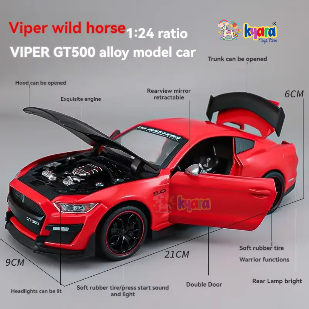 Ford Mustang Viper Gt500 Scale Model Diecast Metalcar Red - All Size