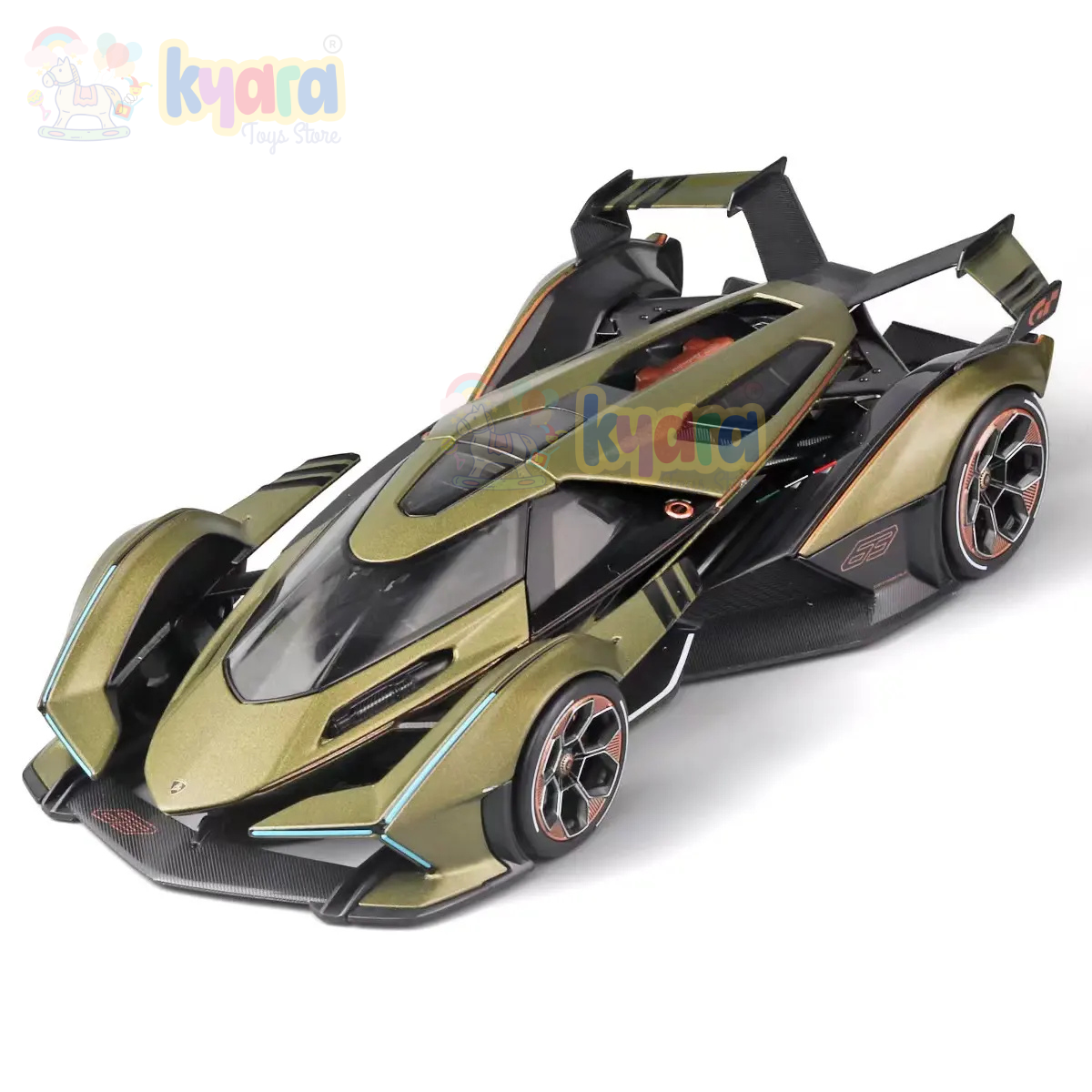 BIG SIZE LAMBORGHINI V12 VISION GRAN TURISMO 1:24 Diecast Scale Model Metal Pull Back with Openable Doors & Light, Music Toy Vehicle for Kids [SIZE:-20CM*12.5CM*9CM]【 MULTICOLOR 】