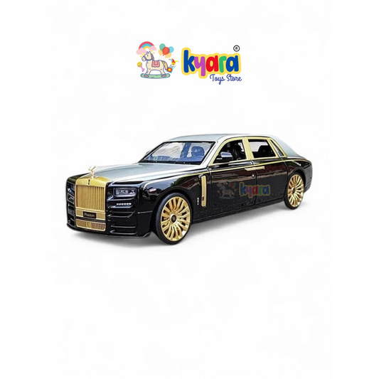 Rolls-royce Phantom Black-Silver Scale Model Diecast Metalcar - All Size