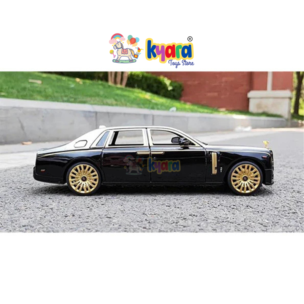 Rolls-royce Phantom Black-Silver Scale Model Diecast Metalcar - All Size
