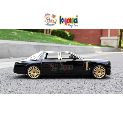 Rolls-royce Phantom Black-Silver Scale Model Diecast Metalcar - All Size
