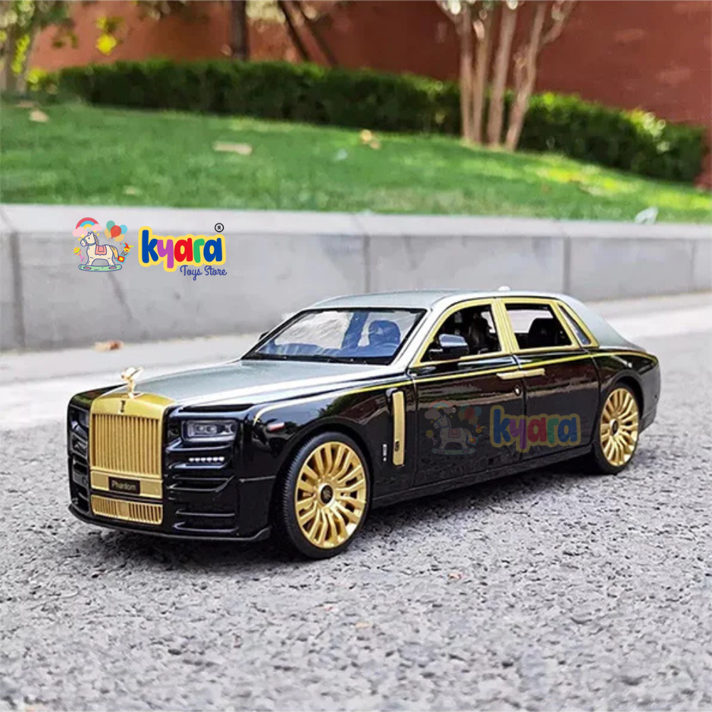 Rolls-royce Phantom Black-Silver Scale Model Diecast Metalcar - All Size
