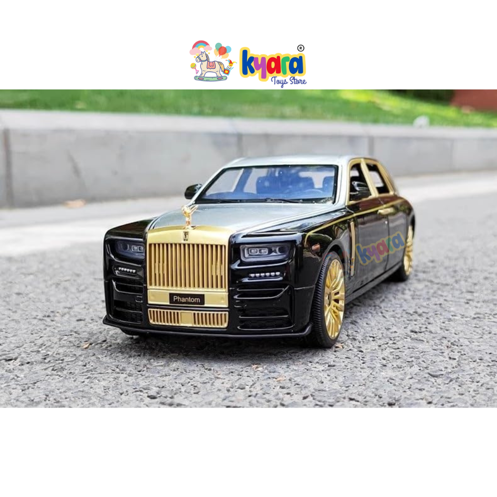 Rolls-royce Phantom Black-Silver Scale Model Diecast Metalcar - All Size