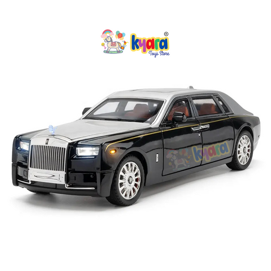 Rolls-royce Phantom Black-Silver Scale Model Diecast Metalcar - All Size