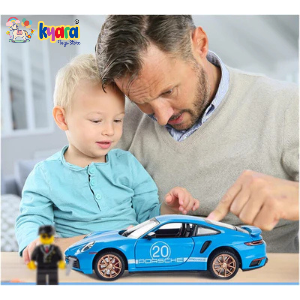 PORSCHE TURBO 911 1:32 DIECAST METAL PULLBACK TOY CAR WITH OPENABLE DOORS & LIGHT, MUSIC BOYS CAR FOR KIDS BEST TOYS GIFTS TOYS FOR KIDS [SIZE:-16.3CM*7.5CM*4.6CM]【 MULTICOLOR 】