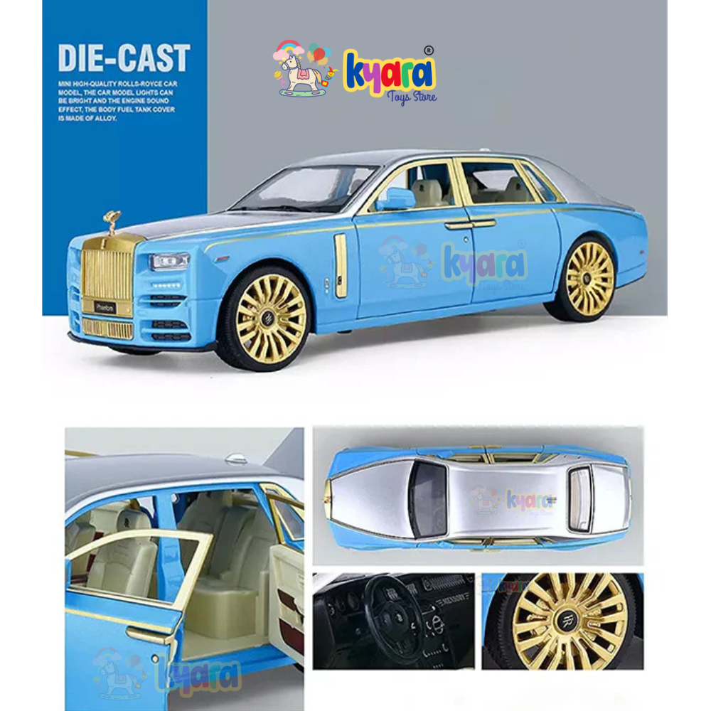 Rolls-royce Phantom Blue Scale Model Diecast Metalcar - All Size