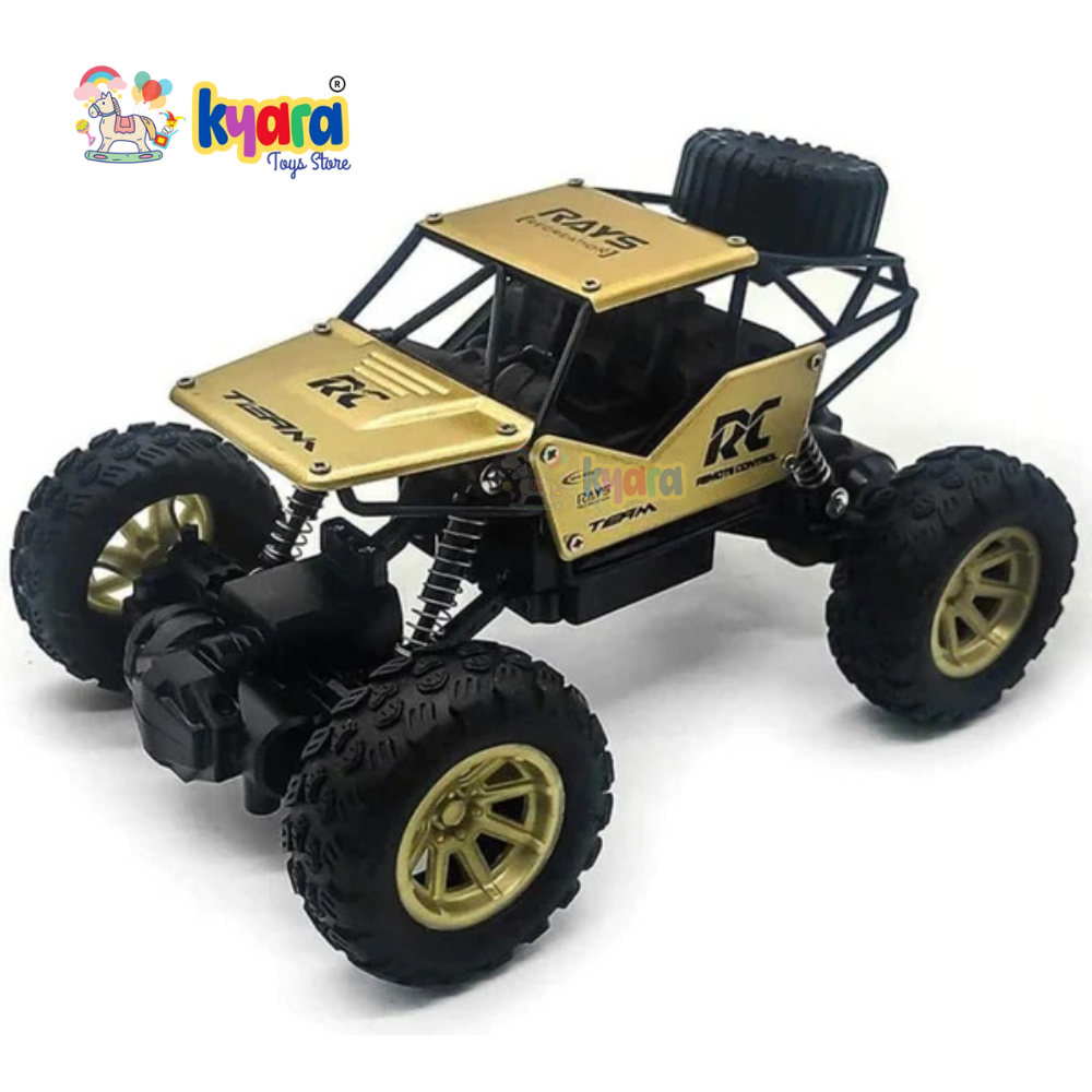 Mini Alloy Remote Controlled Rock Car RC Monster Truck, with Gun Remote, 1:18 Scale 2.4 Ghz, Golden