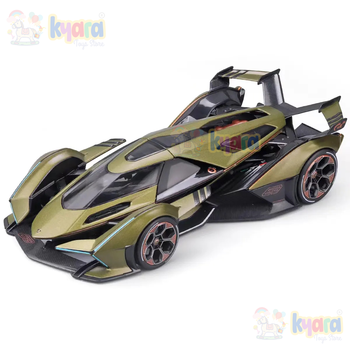 BIG SIZE LAMBORGHINI V12 VISION GRAN TURISMO 1:24 Diecast Scale Model Metal Pull Back with Openable Doors & Light, Music Toy Vehicle for Kids [SIZE:-20CM*12.5CM*9CM]【 MULTICOLOR 】