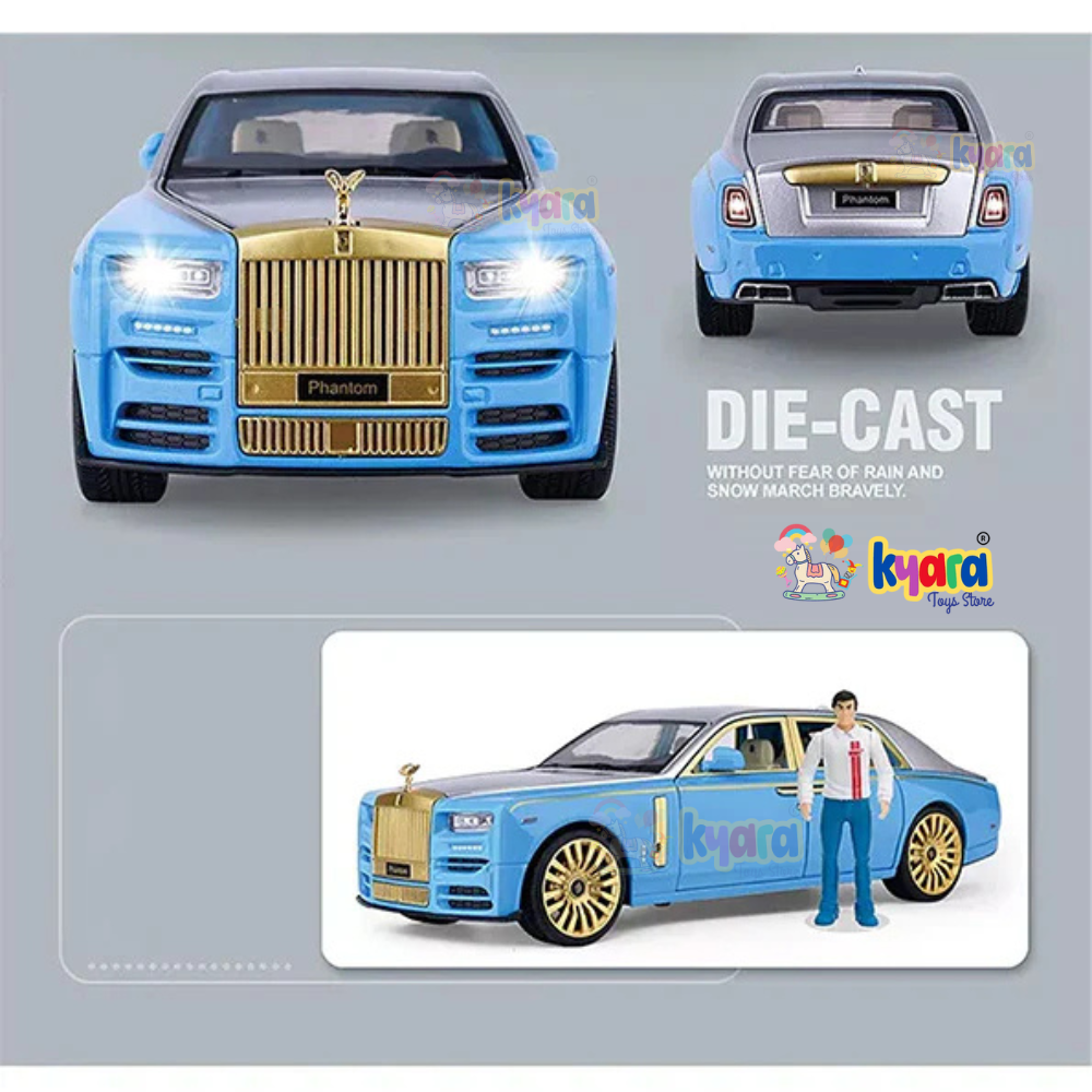 Rolls-royce Phantom Blue Scale Model Diecast Metalcar - All Size