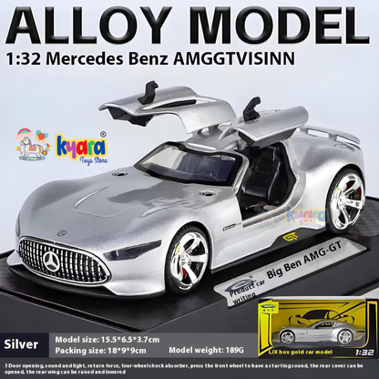 1:32 Scale Mercedes Vision AMG GT Future Model Car - Exclusive Alloy Metal Pullback Toy with Openable Doors, Lights, and Music for Kids