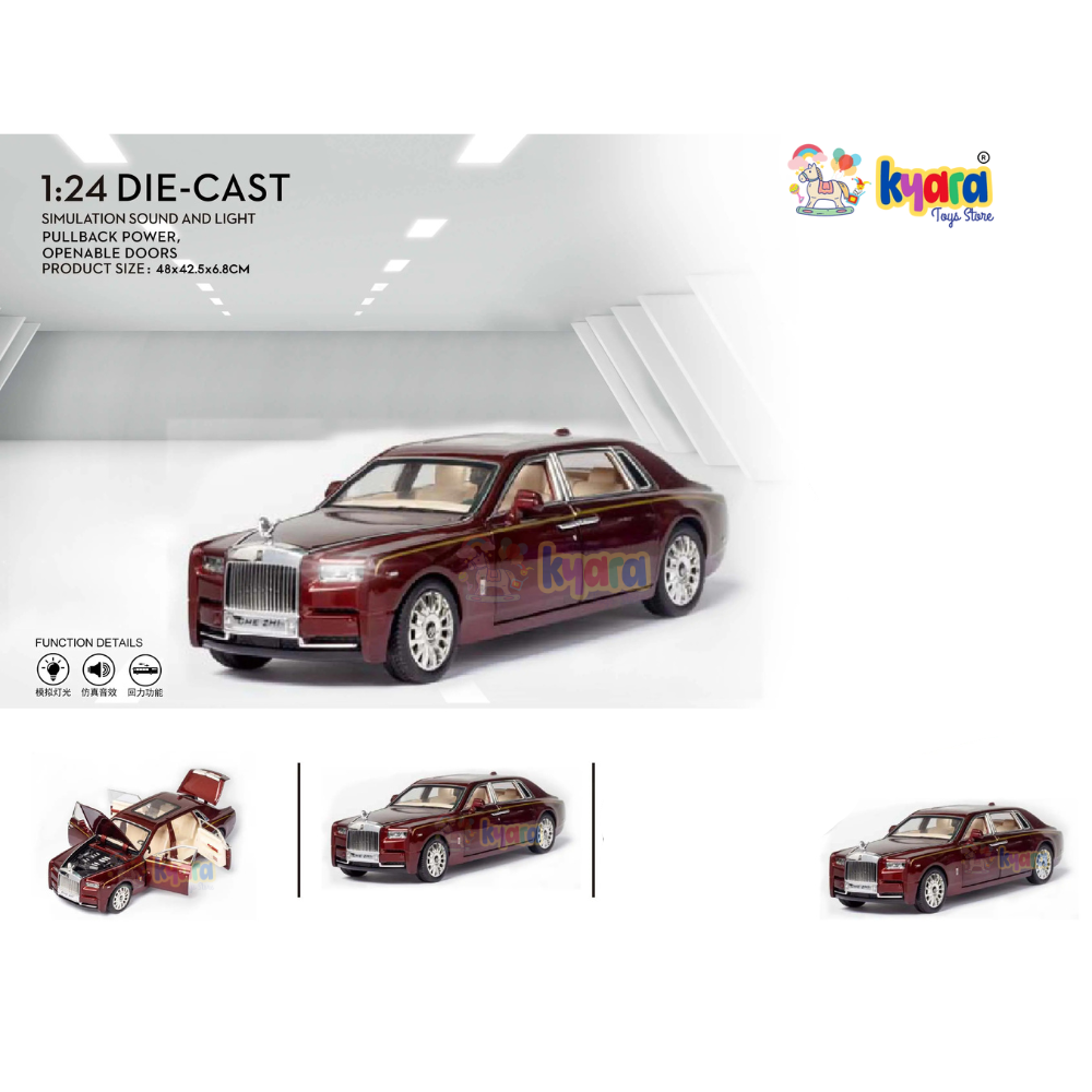 Rolls Royce Phantom Maroon Diecast Scale Model Metal Car