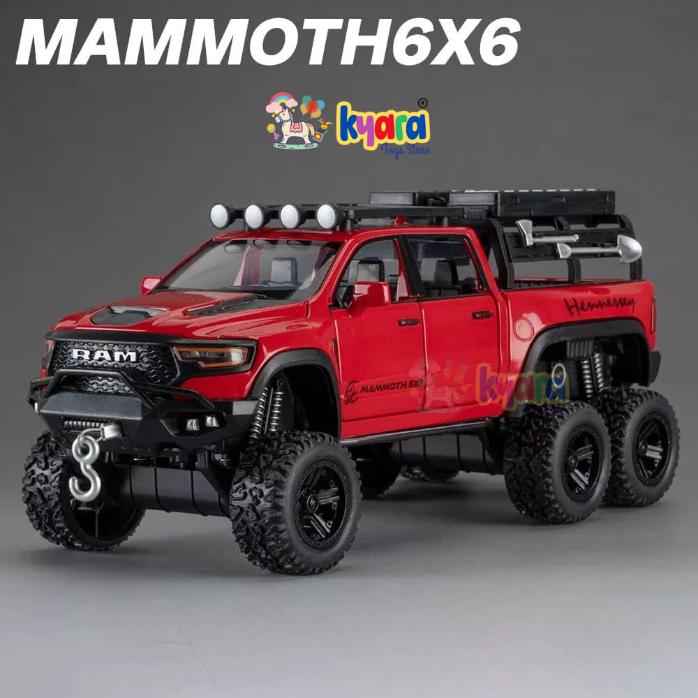 RAM PICKUP TRUCK 1:32 DIECAST SCALE MODEL METAL PULL BACK WITH OPENABLE DOORS & LIGHT, MUSIC TOY VEHICLE FOR KIDS [SIZE:- 19CM*8CM*7.2CM] 【 MULTICOLOR 】