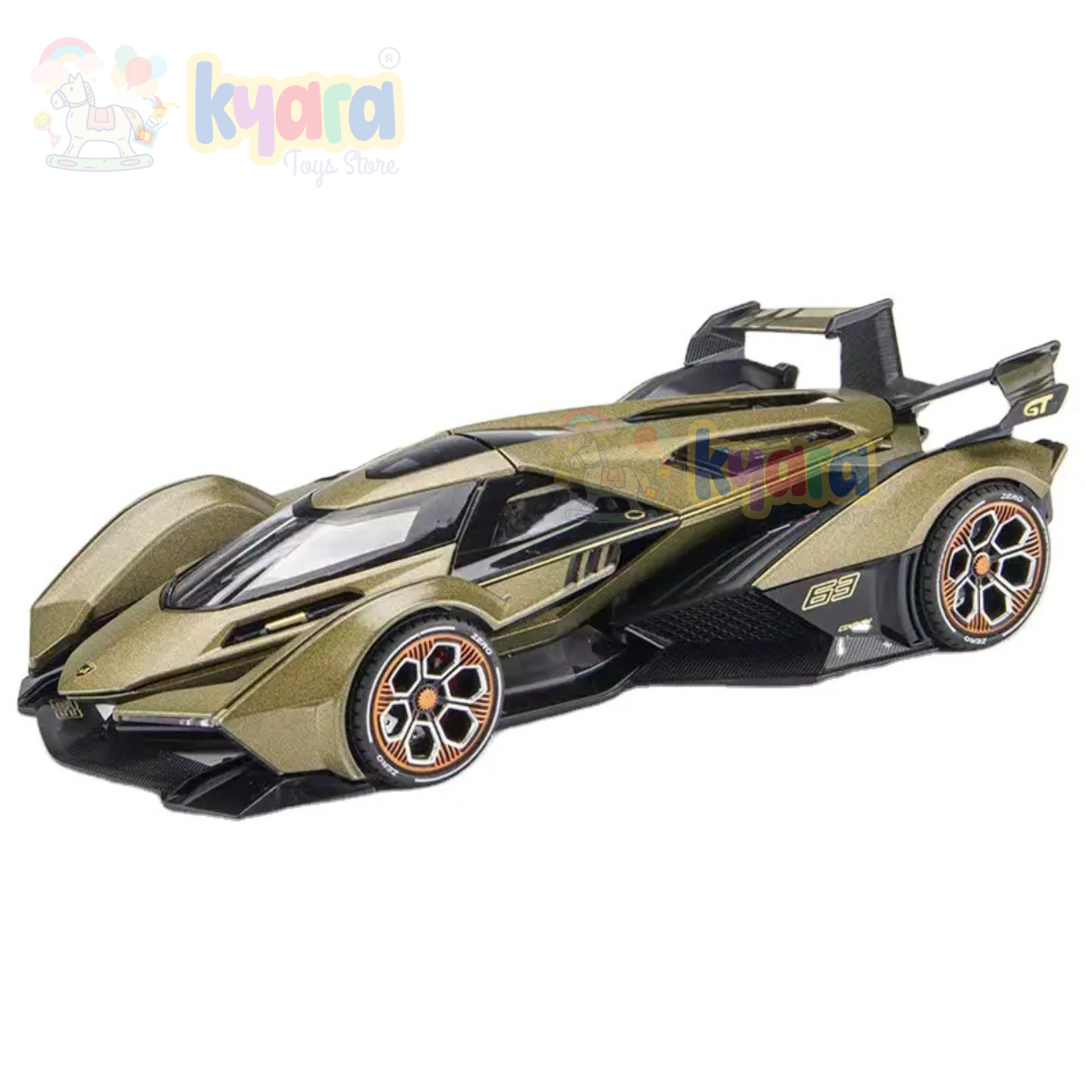 BIG SIZE LAMBORGHINI V12 VISION GRAN TURISMO 1:24 Diecast Scale Model Metal Pull Back with Openable Doors & Light, Music Toy Vehicle for Kids [SIZE:-20CM*12.5CM*9CM]【 MULTICOLOR 】