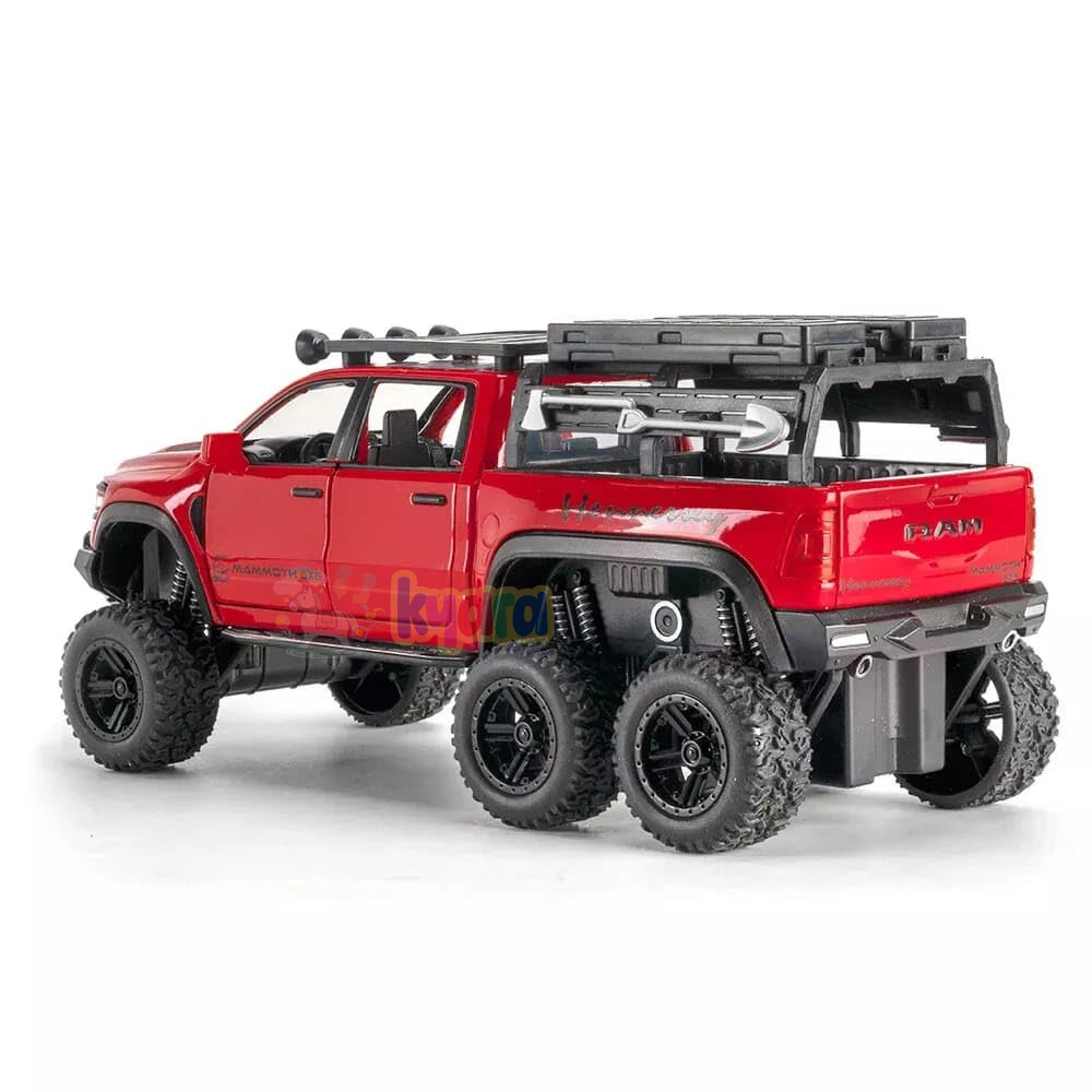 RAM PICKUP TRUCK 1:32 DIECAST SCALE MODEL METAL PULL BACK WITH OPENABLE DOORS & LIGHT, MUSIC TOY VEHICLE FOR KIDS [SIZE:- 19CM*8CM*7.2CM] 【 MULTICOLOR 】