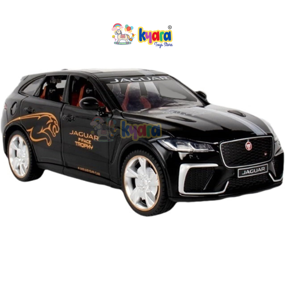 BIG SIZE JAGUAR F-PACE SVR SUV 1:24 DIECAST METAL PULLBACK TOY CAR WITH OPENABLE DOORS & LIGHT, MUSIC BOYS CAR FOR KIDS BEST TOYS GIFTS TOYS FOR KIDS [SIZE:- 20CM*9.5CM*7CM]【 MULTICOLOR 】