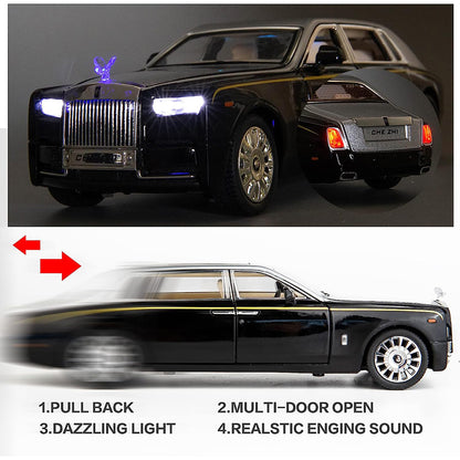 Rolls-royce Phantom Black Scale Model Diecast Metalcar - All Size