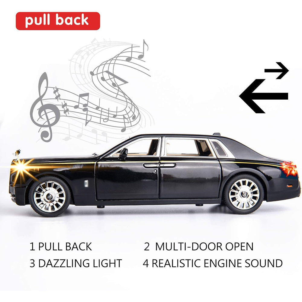 1:32 Diecast Metal Model Car Rolls Royce Phantom Toy Car For Kid Sound And Light (Black, Pack Of1)