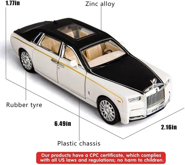 Rolls-Royce Phantom 1:32  Die Cast Metal Car  Light & Sound (White, Pack Of: 1)[Size :-17Cm * 5.5Cm * 4.2Cm ]