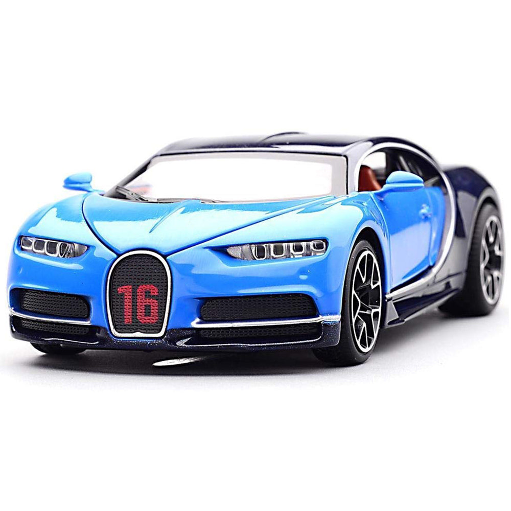 BUGATTI CHIIRON 1:32 TOY CAR METAL PULL BACK DIECAST CAR WITH OPENABLE DOOR AND SOUND LIGHT, GIFTS TOYS FOR KIDS【 MULTICOLOR 】 [SIZE : 14.3CM* 6CM* 3.5CM]