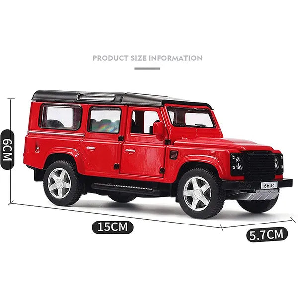 LAND ROVER DEFENDER 1:32 DIECAST SCALE MODEL METAL PULL BACK WITH OPENABLE DOORS & LIGHT, MUSIC TOY VEHICLE FOR KIDS [SIZE:-14.4CM*6CM*5.5CM]【 MULTICOLOR 】