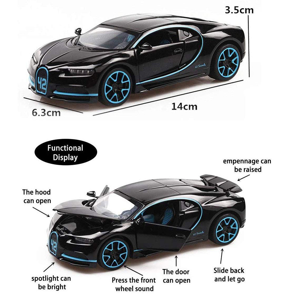 New 1:32 Scale Bugatti Chiiron Die Cast Alloy Metal Luxury Car Model Pull Back Car For Children Toys (5 Design Available 1 Design Sending) (Multicolor, Pack Of1)