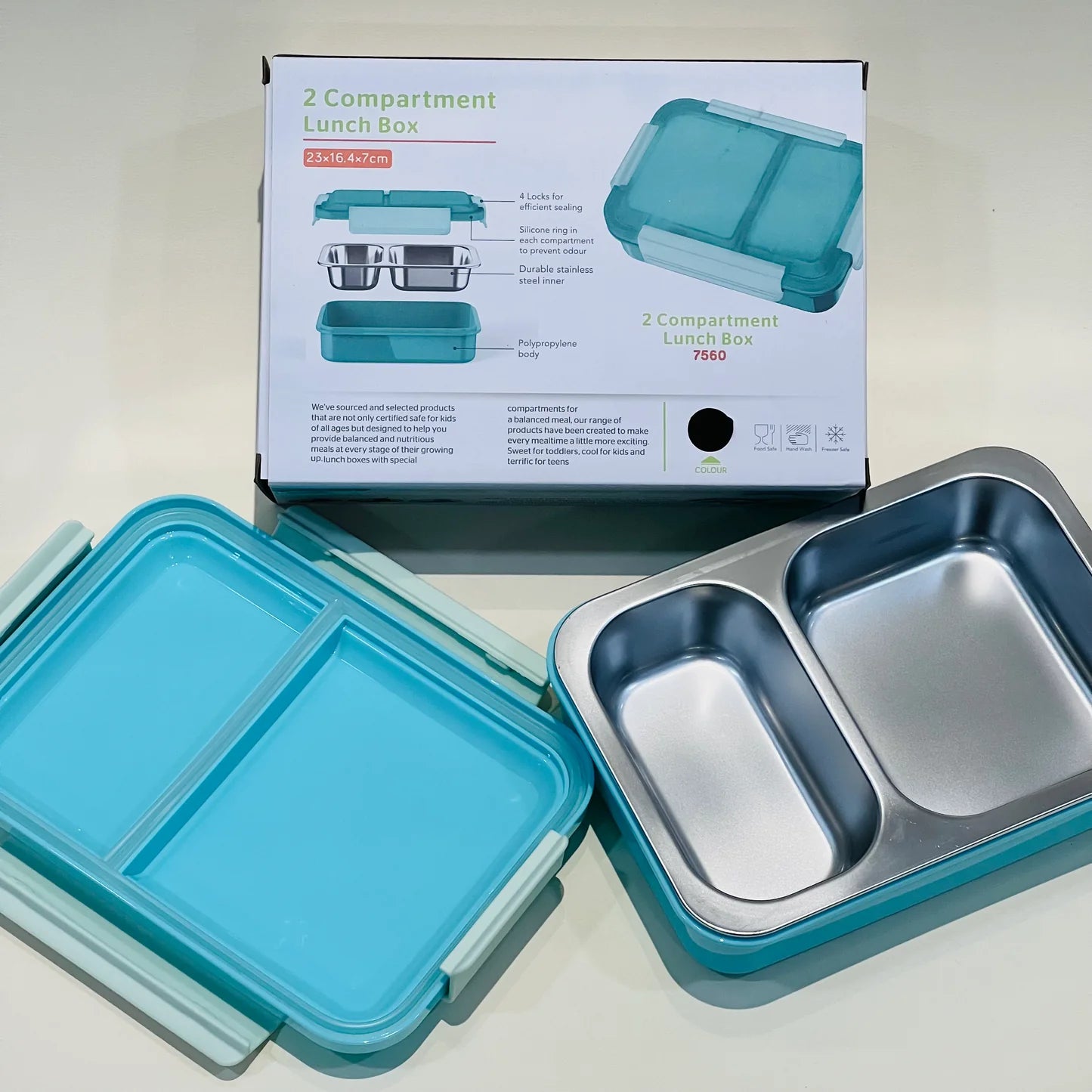 Opaque Lid : Spill Free 2 Grids Lunchbox