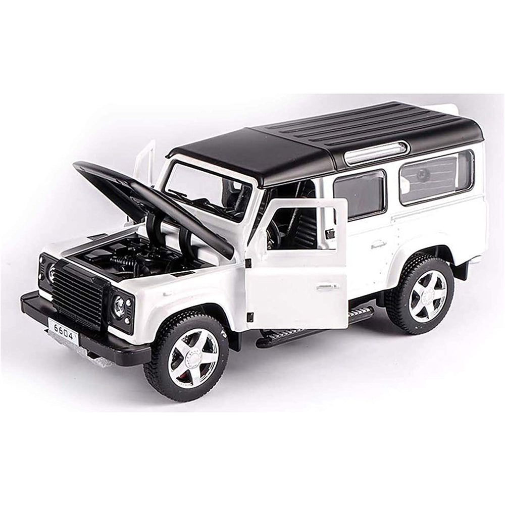 LAND ROVER DEFENDER 1:32 DIECAST SCALE MODEL METAL PULL BACK WITH OPENABLE DOORS & LIGHT, MUSIC TOY VEHICLE FOR KIDS [SIZE:-14.4CM*6CM*5.5CM]【 MULTICOLOR 】