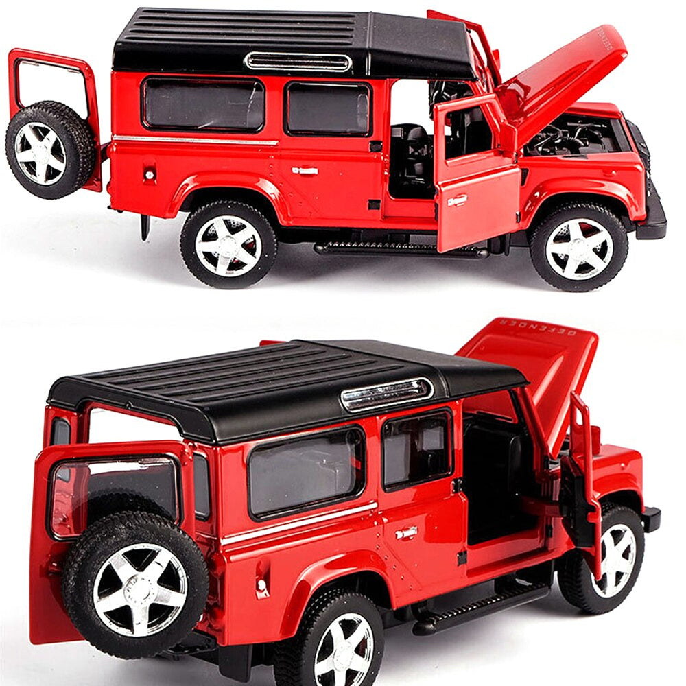 LAND ROVER DEFENDER 1:32 DIECAST SCALE MODEL METAL PULL BACK WITH OPENABLE DOORS & LIGHT, MUSIC TOY VEHICLE FOR KIDS [SIZE:-14.4CM*6CM*5.5CM]【 MULTICOLOR 】