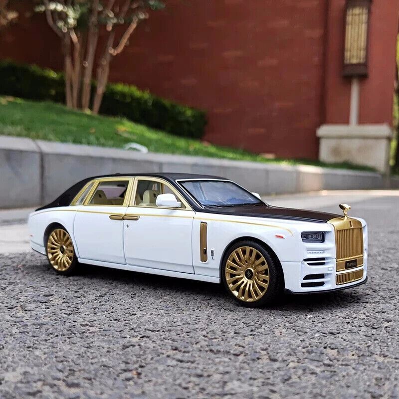 BIG SIZE ROLLS ROYCE PHANTOM - LUX GOLD 1:24 DIECAST METAL PULLBACK TOY SUN RUP CAR WITH OPENABLE DOORS & LIGHT, MUSIC BOYS CAR FOR KIDS BEST TOYS GIFTS TOYS FOR KIDS [SIZE:-21CM*8CM*5CM]【 MULTICOLOR 】