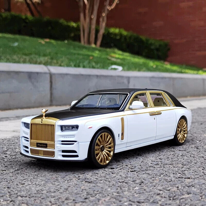 BIG SIZE ROLLS ROYCE PHANTOM - LUX GOLD 1:24 DIECAST METAL PULLBACK TOY SUN RUP CAR WITH OPENABLE DOORS & LIGHT, MUSIC BOYS CAR FOR KIDS BEST TOYS GIFTS TOYS FOR KIDS [SIZE:-21CM*8CM*5CM]【 MULTICOLOR 】