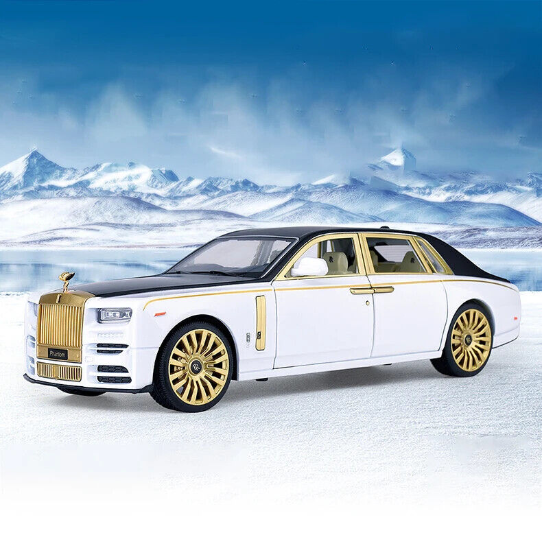 BIG SIZE ROLLS ROYCE PHANTOM - LUX GOLD 1:24 DIECAST METAL PULLBACK TOY SUN RUP CAR WITH OPENABLE DOORS & LIGHT, MUSIC BOYS CAR FOR KIDS BEST TOYS GIFTS TOYS FOR KIDS [SIZE:-21CM*8CM*5CM]【 MULTICOLOR 】