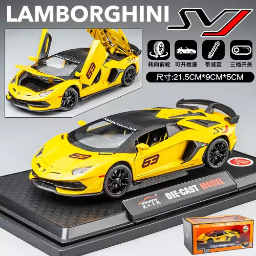 BIG SIZE LAMBORGHINI SVJ-63 1:24 DIECAST METAL PULLBACK TOY CAR WITH OPENABLE DOORS & LIGHT, MUSIC BOYS CAR FOR KIDS BEST TOYS GIFTS TOYS FOR KIDS [SIZE:-21.5CM*9.8CM*5CM]【 MULTICOLOR 】