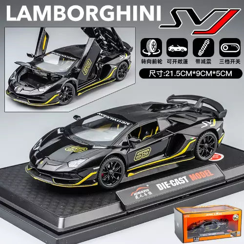 BIG SIZE LAMBORGHINI SVJ-63 1:24 DIECAST METAL PULLBACK TOY CAR WITH OPENABLE DOORS & LIGHT, MUSIC BOYS CAR FOR KIDS BEST TOYS GIFTS TOYS FOR KIDS [SIZE:-21.5CM*9.8CM*5CM]【 MULTICOLOR 】