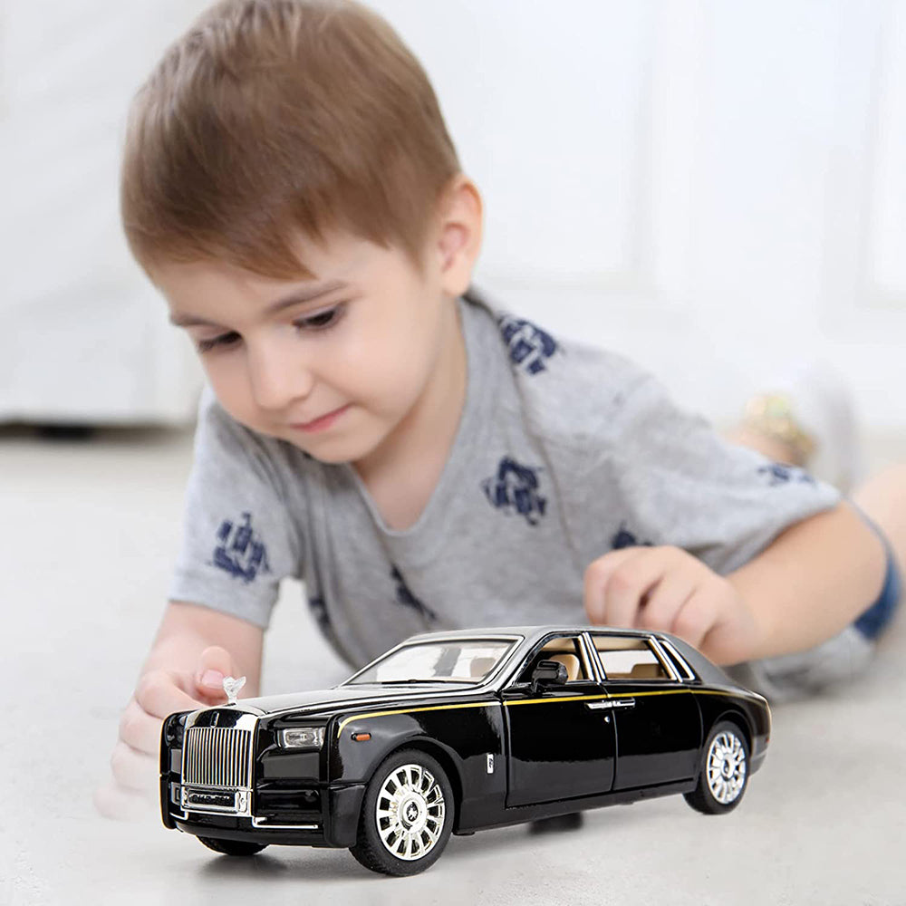 ROLLS ROYCE PHANTOM BIG SIZE 1:24 DIECAST SCALE MODEL METAL PULL BACK WITH OPENABLE DOORS & LIGHT, MUSIC TOY VEHICLE FOR KIDS [SIZE:-21 CM*9CM*8.5CM]【 MULTICOLOR 】