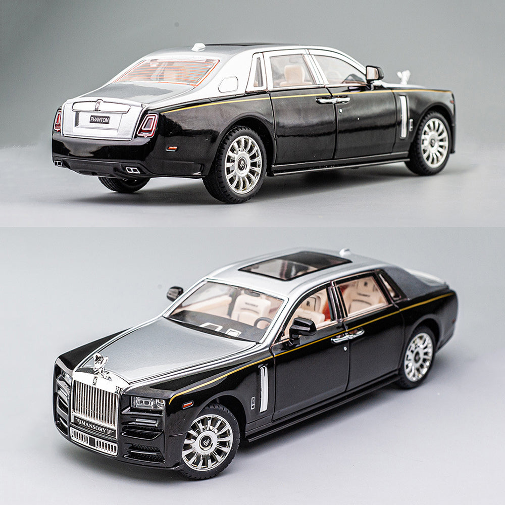 ROLLS ROYCE PHANTOM BIG SIZE 1:24 DIECAST SCALE MODEL METAL PULL BACK WITH OPENABLE DOORS & LIGHT, MUSIC TOY VEHICLE FOR KIDS [SIZE:-21 CM*9CM*8.5CM]【 MULTICOLOR 】